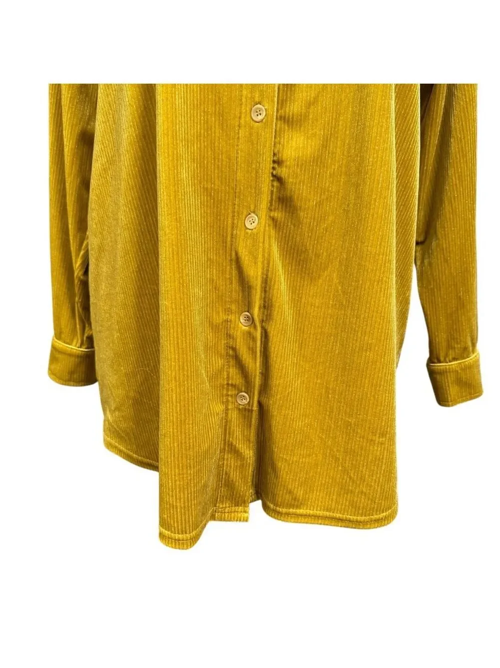 Soft Surroundings Women’s‎ Velvet Button Front Shirt XL Gold Long Sleeve